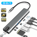Pikkukuva 1 / 3: 8-in-1 Multiport Type C - USB-C 4K HDMI -sovitin USB 3.0 -kaapeli USB-keskitin Macbookille