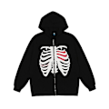Miniatyrbillede 1 af 5: Skelet Zip Up Hættetrøje Til Kvinder Mænd Skelet Jakke Efterår Forår Sweatshirt Black M