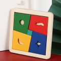 Miniatyrbild 2 av 2: Träpussel Formblock Tangram Hjärngympa Leksak Geometri Logik IQ-spel Imposition 11PCS