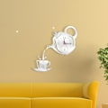 Miniatyrbillede 1 af 4: 3D Væg Ur Akryl Kaffekop Tekander Perfekt Kunst Dekorere Moderne Væghængt Ur Til Hjemmet Sliver