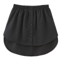 Miniatyrbilde 1 av 4: Skjorteforlengere Justerbar Lagdeling Falske Topper Nedre Kant med Elastisk Strikk Mini Skjørt Black L