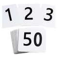 50 stk. bordnumre 1-50, 9,4x10,2 cm bordnumre, dobbeltsidede bordnummerkort - til bryllupsreception restaurant White