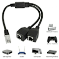 Miniatyrbillede 1 af 5: 1 Han Til 2 Hun RJ45 Ethernet Netværk LAN Forlænger Splitter