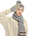 Miniatyrbilde 1 av 5: 3 stk. Unisex Pompong Lue, Skjerf og Hansker Sett Jacquard Plysjfôret Beige