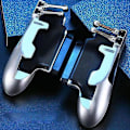 Miniatyrbild 1 av 4: För android surfplatta ipad trigger controller kontroll free fire pubg spel joystick gamepad mobiltelefon smartphone mobil på 6 fingrar Silver
