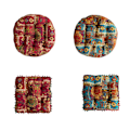 Miniatyrbillede 4 af 5: Boho Stil Udendørs Rund Vendbar Siddepude – Square Red（40cm）