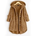 Miniatyrbillede 1 af 4: Dame Åben Front Hættetrøjer Langærmet Fleece Cardigans Moderigtigt Løst Varmt Overtøj Til Vinter Ny Brown M