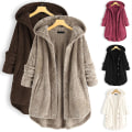 Miniatyrbillede 1 af 4: Dame Åben Front Hættetrøjer Langærmet Fleece Cardigans Moderigtigt Løst Varmt Overtøj Til Vinter Ny Gray 5XL