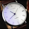 Miniatyrbild 4 av 6: Klocka Romerska Siffror Blu-Ray Konstläderarmband Quartz Analog Business Armbandsur 2022 White-Black