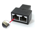 Pikkukuva 2 / 5: 2 kpl RJ45-jakajaliittimet Adapteri 1-2 Ethernet-jakaja Kytkin Kaksoispistorasia HUB-liitäntä Kosketus Modulaarinen pistoke Yhdistä verkko LAN Internet C