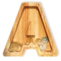 Miniatyrbillede 2 af 4: Træ Monogram Sparegris Stort Bogstav Pengetank Initialer Sparegris Fødselsdagsgave Til Børn A-z S