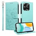 Kompatibel til Honor X5c Plus etui RFID præget hundemønster PU læder telefoncover med håndledsrem Green