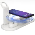 Miniatyrbillede 4 af 4: 6 i 1 desktop Qi trådløs telefonoplader earbuds oplader ur oplader telefonholder white
