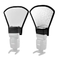 Miniatyrbillede 2 af 5: Sort + Hvidt Spejlreflekskamera Flash Reflektor Dome Lys Baffle Plade Blød Maske Sølv Reflekterende Paneler