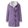 Miniatyrbillede 1 af 4: Plus Size Damefrakke Fleece Hætte Cardigan Casual Langærmet Varmt Overtøj Til Efterår Vinter Purple S