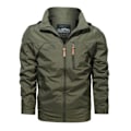 Miniatyrbild 1 av 2: Herrar Jacka Casual Höst Vinter Varm Vindjacka Full Zip Vindtät Ytterkläder Modekappa Army Green 3XL