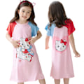 Miniatyrbillede 1 af 3: Pigenatkjole Småbørn Sommer Pyjamas Nattøj Kortærmet Print Pyjamas Sovetøj 3-10 År #5 7-8Years