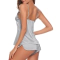 Miniatyrbild 7 av 9: Sommarpyjamas Set för Kvinnor - Nattkläder, Väst & Shorts, Loungewear, PJs white M