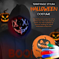 Pikkukuva 3 / 5: Halloween Led -naamio, valaiseva pelottava naamio ja LED-luurankokäsineet Halloween-cosplay-asuun ja juhlatarvikkeisiin