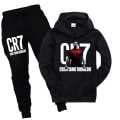 Miniatyrbild 1 av 3: CR7 Ronaldo Barnens Skolträningsoverall Set Hoodie Sweatshirt Tröja Byxor Sportkläder Black 140cm
