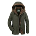 Miniatyrbilde 1 av 2: Herre Vinterjakke med hette, avslappet, vattert bomullsjakke med avtakbar hette Army Green 4XL