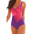 Miniatyrbild 1 av 5: Kvinnors en-delad baddräkt sommarstrand vadderad monokini baddräkt Purple L