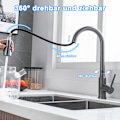 Miniatyrbillede 4 af 10: Køkkenarmaturer, 3 knapper 2 tilstande, 360° drejelig, rustfrit stål Grey
