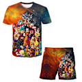 Miniatyrbild 1 av 3: Dragon Ball Barn Pojkar Nattkläder Kortärmad T-shirts Toppar Shorts Sommar Outfit Sovkläder Pyjamas Set #5 110cm