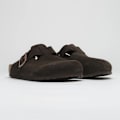 Miniatyrbillede 1 af 6: Birkenstock Boston Ruskind Soft Footbed Træsko Unisex Slip On Fritidssko Mocha 44