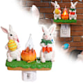 Miniatyrbillede 1 af 5: Påskehare Bål Flakkende 3D Kanin Natlampe Stik, Kaniner Bål Flakkende Flamme Natlys, Kaniner Figurlamper, Påskepynt