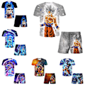 Miniatyrbild 2 av 3: Dragon Ball Barn Pojkar Nattkläder Kortärmad T-shirts Toppar Shorts Sommar Outfit Sovkläder Pyjamas Set #4 150cm