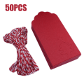 Pikkukuva 1 / 5: 50 kpl Joulukuusi Ripustettavat Kraft Paper Lahjalaput Kortti Narulla red 50PCS