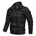 Miniatyrbild 1 av 2: Lättvikts Zip Up Jacka för Män, Bomullsjacka, Casual, Arbetskläder, Golfkläder Black 3XL