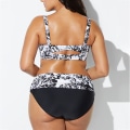 Miniatyrbild 2 av 3: Plus Size Randig Halter Hög Midja Bikini Set Strandkläder black&white 3XL