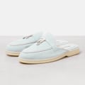 Miniatyrbild 3 av 8: LORO PIANA Charms Walk Utsmyckade Mockamules Tofflor Light Blue 41