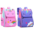 Miniatyrbild 5 av 5: Enhörningsryggsäck Pojkar Flickor Barn Cartoon Skolväska Casual Bookbag Resväska Axelväskor Purple L
