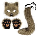 Miniatyrbild 1 av 4: Halloween-maskuppsättning med katt, räv och varg, rävdräkt för cosplay, rävsvans för cosplay, Halloween-rävmask, karneval och Halloween-fest Brown