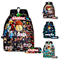 Miniatyrbilde 2 av 5: 2 stk./sett Roblox 3D-printet barneryggsekk jenter gutter student skolesekk reise ryggsekk penalsett C