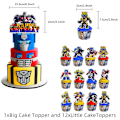 Pikkukuva 4 / 4: Lasten Transformers-syntymäpäiväjuhlatarvikkeet Banneri Ilmapallot Cupcake-kakun koristeet