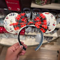 Miniatyrbillede 2 af 5: Holiday Lodge Snow Rødternet Jul Mickey Minnie Mouse Øre Hårbøjle Hårbånd