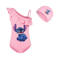 Miniatyrbild 1 av 6: Lilo & Stitch Tryckt Barnflickor Monokini Baddräkt & Badmössa Kostym Surf Strandkläder Sommar En Delad Pink 160cm