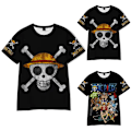 Miniatyrbild 2 av 3: Barn Pojkar Flickor Anime ONE PIECE Luffy Sommar Kortärmad T-shirt Tryck Toppar Blus Julklapp B 140cm