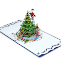 Miniatyrbilde 2 av 5: Julenissen pynter juletre 3D Pop Up-kort, en herlig juleoverraskelse