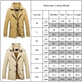 Miniatyrbilde 2 av 2: Uformell herrejakke med middels til lang lengde og tykk bomulls vindjakke, herre høst- og vinterfrakk Light Khaki 4XL