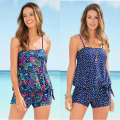 Miniatyrbild 2 av 4: Tankini Set för Kvinnor - Padderad Baddräkt, Simdräkt blue&white S
