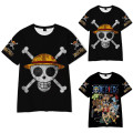 Miniatyrbild 3 av 4: Barn Pojkar Flickor Anime ONE PIECE Luffy Sommar Kortärmad T-shirt Tryckt Tee Toppar Blus Julgåva B 160cm