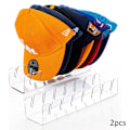 Miniatyrbillede 2 af 5: 2-pak Akryl Hattehylder uden Installation til 14 Baseball Caps Display og Organizer Transparent