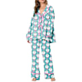 Miniatyrbild 1 av 3: Julpyjamas Dam Pyjamasset Julpyjamas För Kvinnor Fluga Långärmad Skjorta Byxor Satin Siden Rolig 2-Dels Set Sovkläder Lounge Set D XL