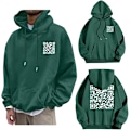 Miniatyrbilde 1 av 5: Morsom FU QR-kode Hettegenser Unisex Morsom Vits Skannbar Grafisk Trykk Genser Hettegenser Dark Green 4XL