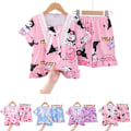 Miniatyrbild 2 av 5: 2-pack Sanrio Kuromi Pyjamas för flickor och pojkar, kortärmad tröja och byxor, sovkläder, hemkläder C 7-9Years